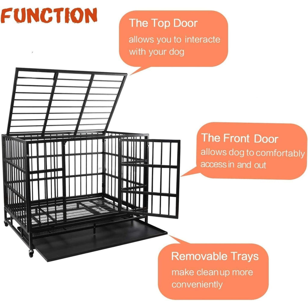 Cage pour chien Bossin 48/38 pouces, robuste et indestructible, cage anti-évasion avec roues verrouillables