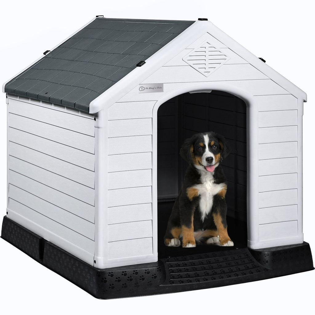 Niche en plastique Bossin pour chiens de petite et grande taille, niche isolée pour l'intérieur et l'extérieur, abri pour chiots avec plancher surélevé