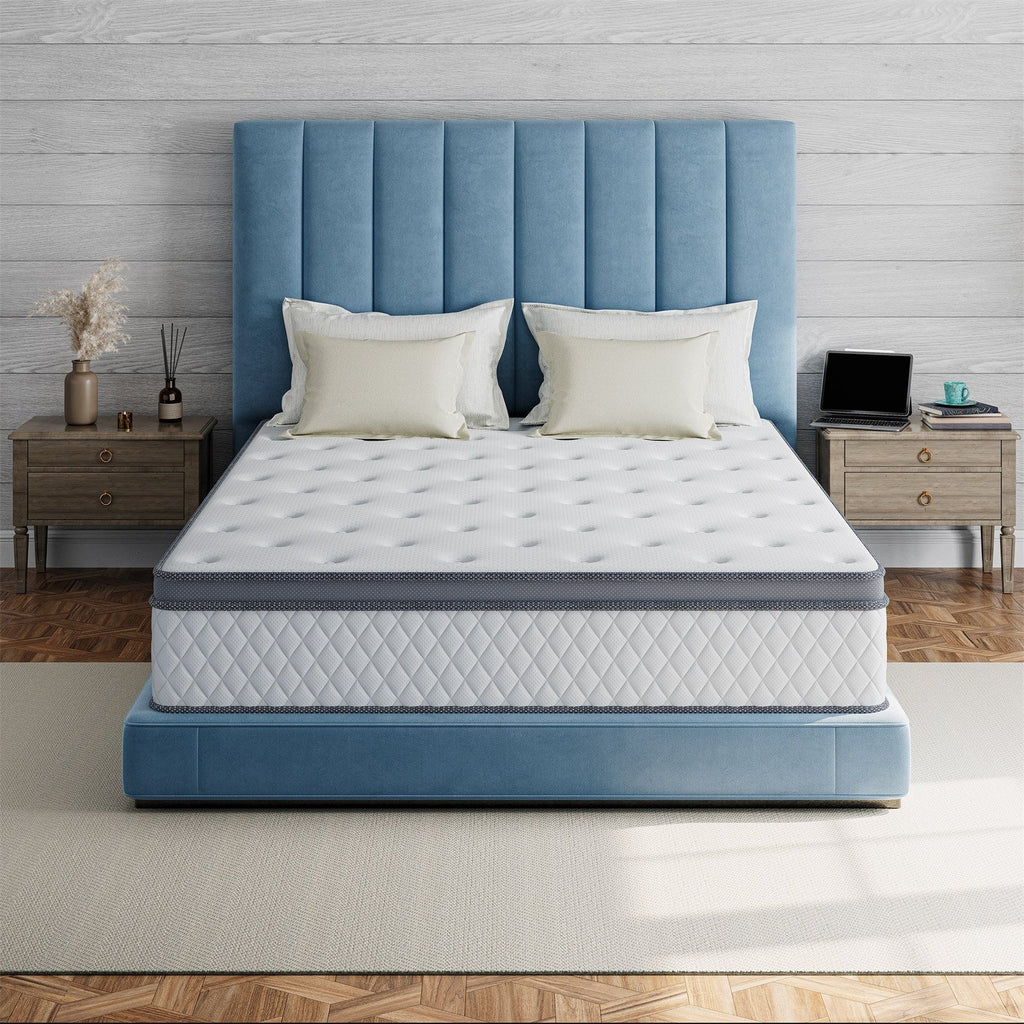 Matelas hybride ferme en mousse à mémoire de forme SweDrea de 12 po avec CertiPUR-US et Oeko-TEX, doté de ressorts renforcés.