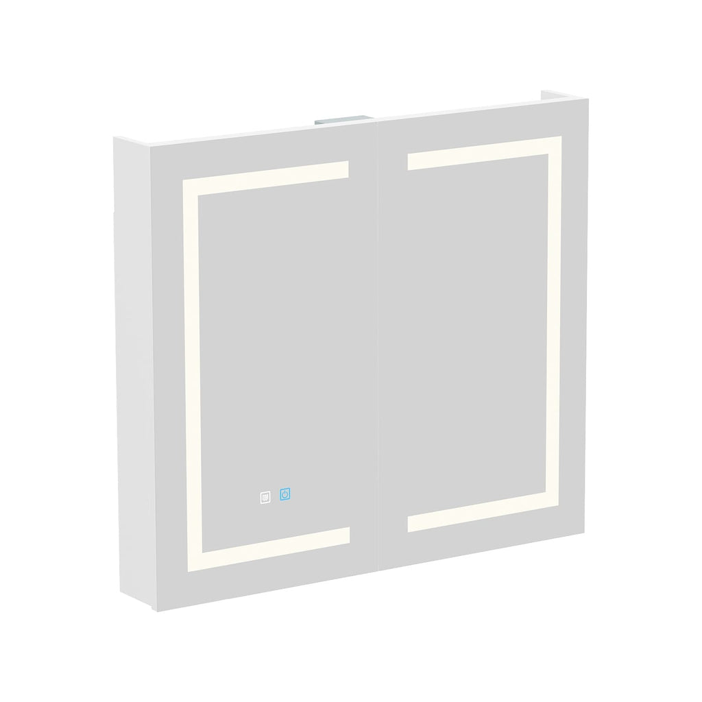 Armoire à pharmacie de salle de bain avec miroir LED antibuée 6 000 K, armoire murale blanche