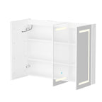 Armoire à pharmacie de salle de bain avec miroir LED antibuée 6 000 K, armoire murale blanche