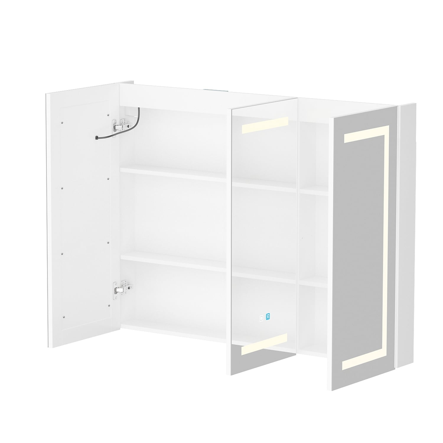 Armoire à pharmacie de salle de bain avec miroir LED antibuée 6 000 K, armoire murale blanche