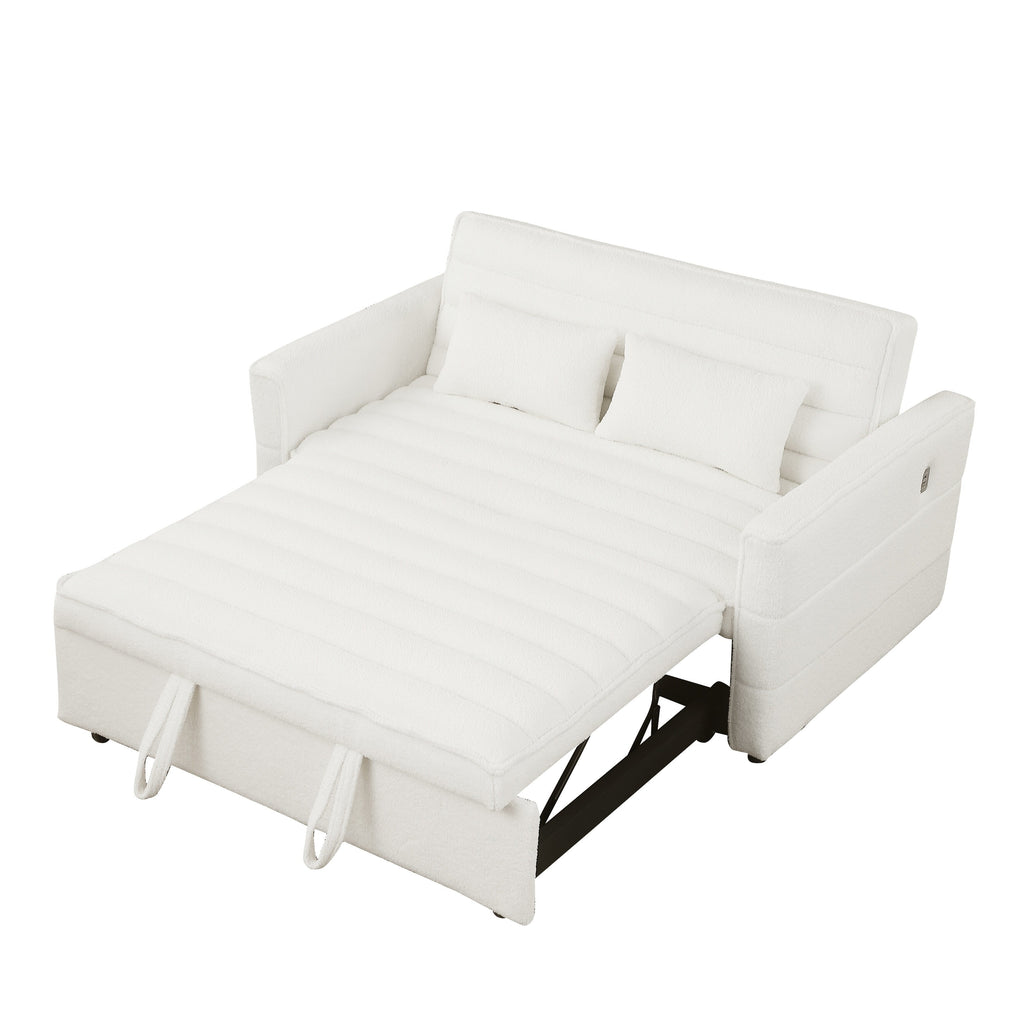 Canapé-lit convertible Boucle beige 55,12 pouces avec dossier réglable et 2 coussins de taille pour le salon