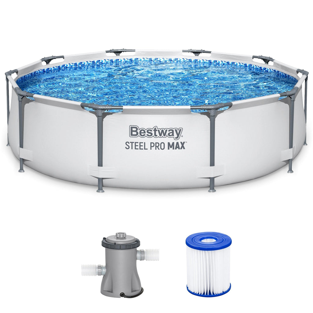 Piscine extérieure hors sol ronde Bestway Steel Pro MAX 10'x30 avec pompe - 10 pi x 30 po