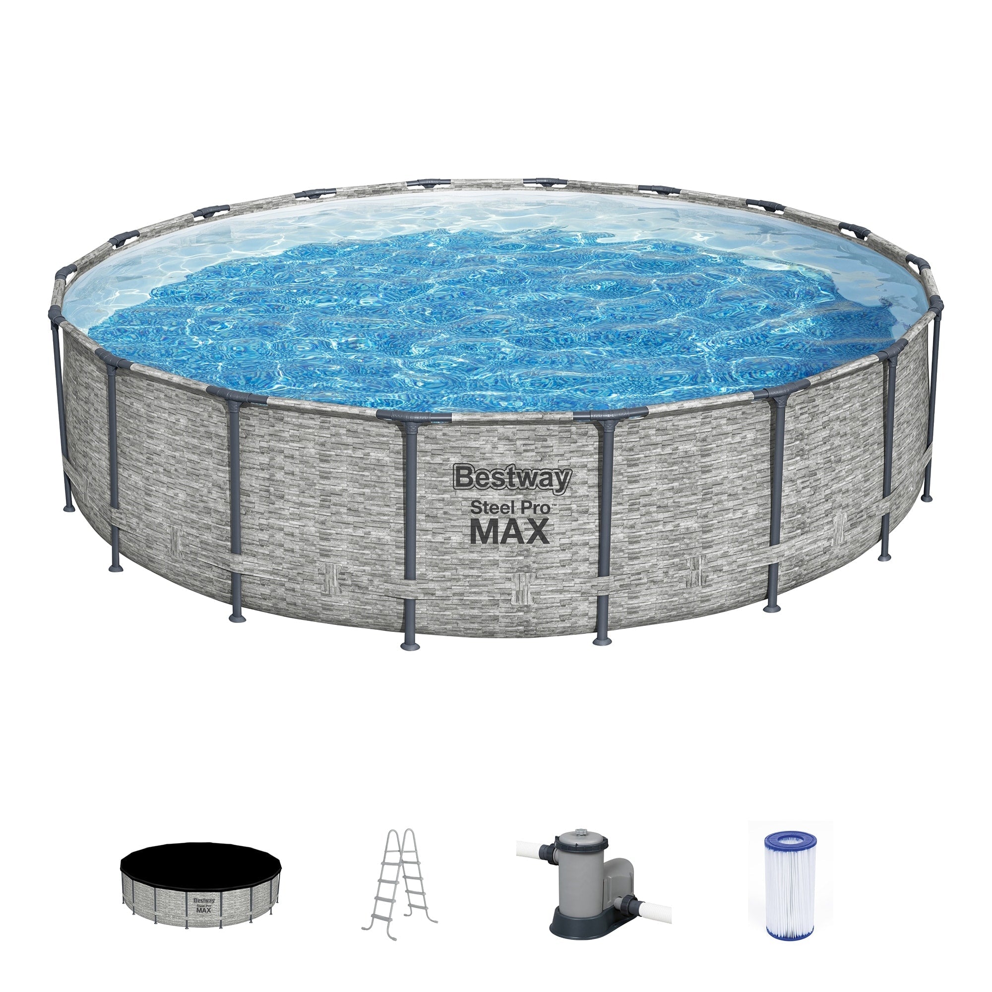 Piscine hors sol ronde Bestway Steel Pro MAX avec pompe et couverture