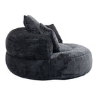 Pouf simple surdimensionné en chenille noir de 42,52 pouces avec trois oreillers pour chambre à coucher
