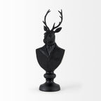 Sculpture de buste de cerf en résine noire - 6 L x 8 P x 23 H
