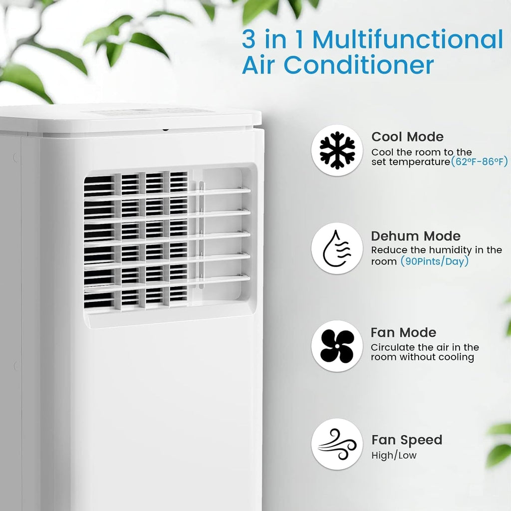 Climatiseurs portables Bossin 8 000 BTU (Ashrae), 5 000 BTU (SACC) 3 en 1 avec télécommande, refroidisseur d'air portable pour pièce silencieuse - 880 V