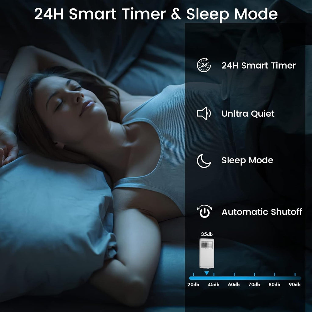 Climatiseurs portables Bossin 8 000 BTU (Ashrae), 5 000 BTU (SACC) 3 en 1 avec télécommande, refroidisseur d'air portable pour pièce silencieuse - 880 V