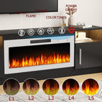 Meuble TV Bossin 70 avec cheminée électrique de 36 pouces, meuble TV pour téléviseurs jusqu'à 80 pouces, éclairage LED 16 couleurs/centre de divertissement