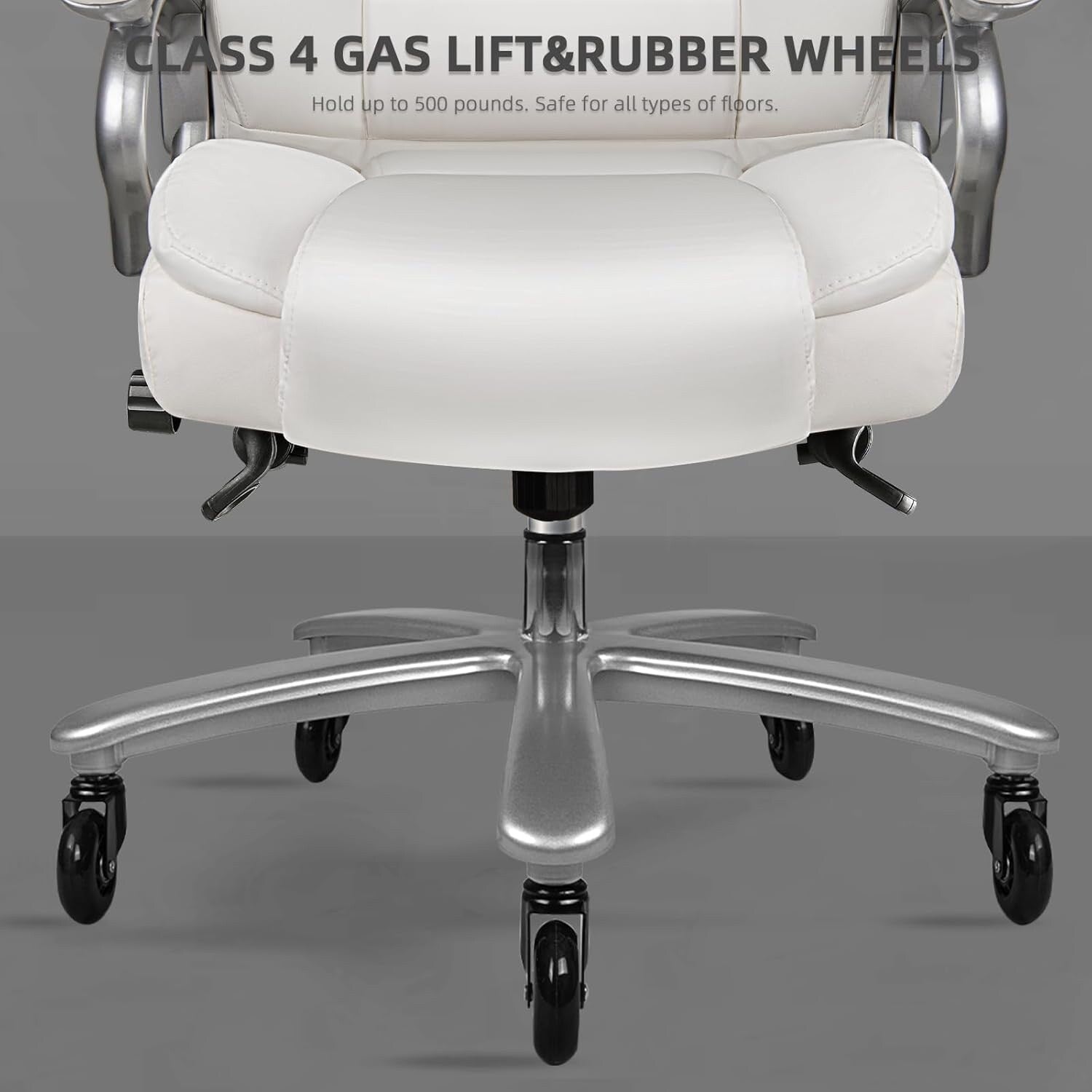 Chaise de bureau exécutive Bossin Big and Tall, chaise ergonomique à support lombaire réglable de 500 lb avec dossier haut en cuir PU pour ordinateur