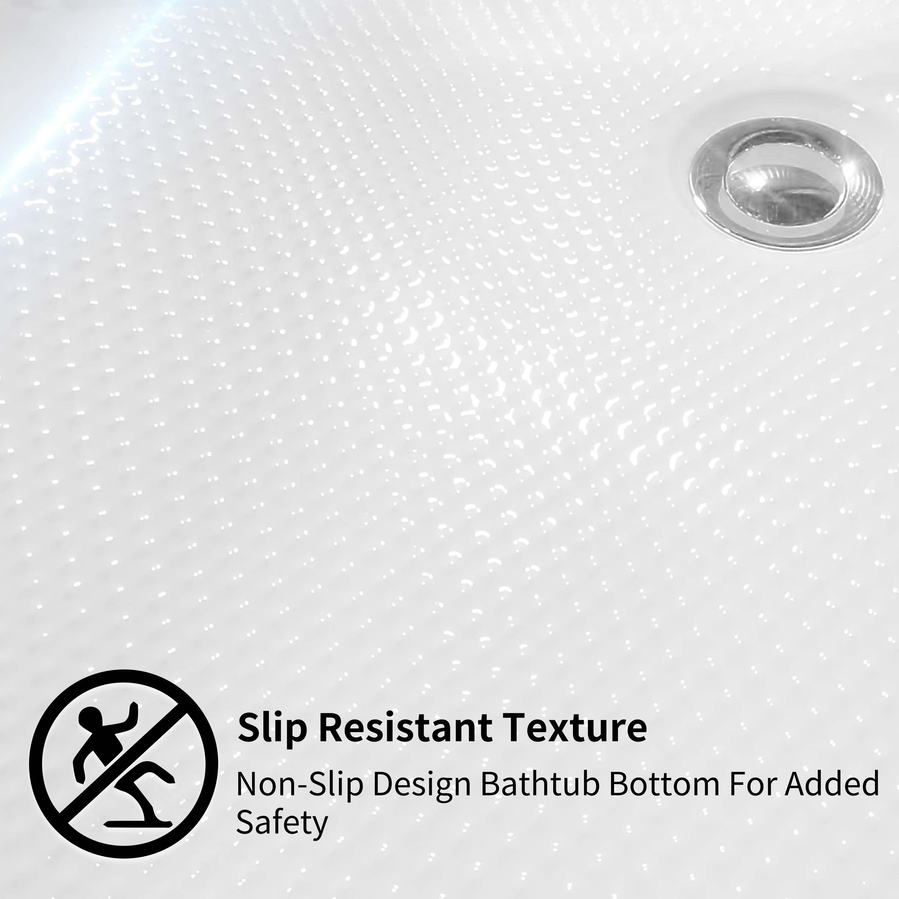 Baignoires autoportantes en acrylique CB HOME 59''/67'', baignoires simples contre le mur, trop-plein gauche/droite