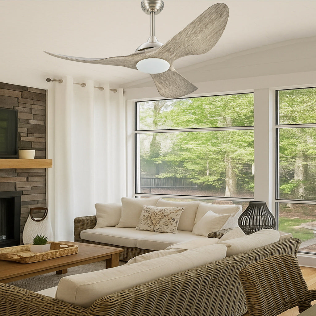 Ventilateur de plafond LED CO-Z 52 d'extérieur étanche avec éclairage à intensité variable et télécommande