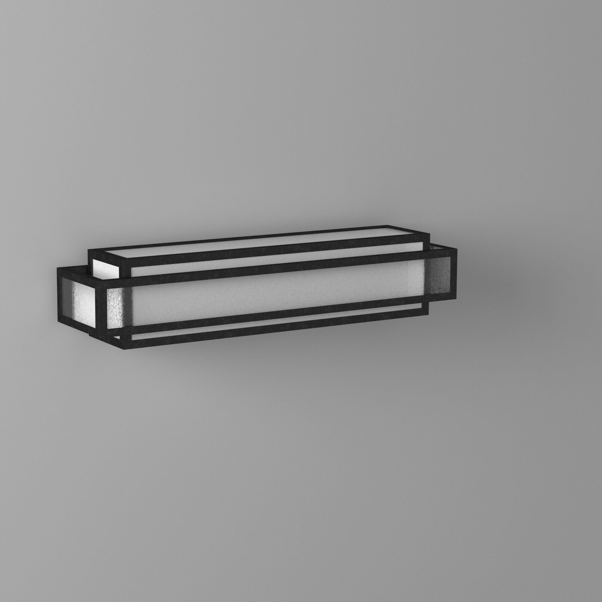 Barre de salle de bain carrée Lavery Camden, 3 lumières, en charbon de bois vieilli et verre grainé