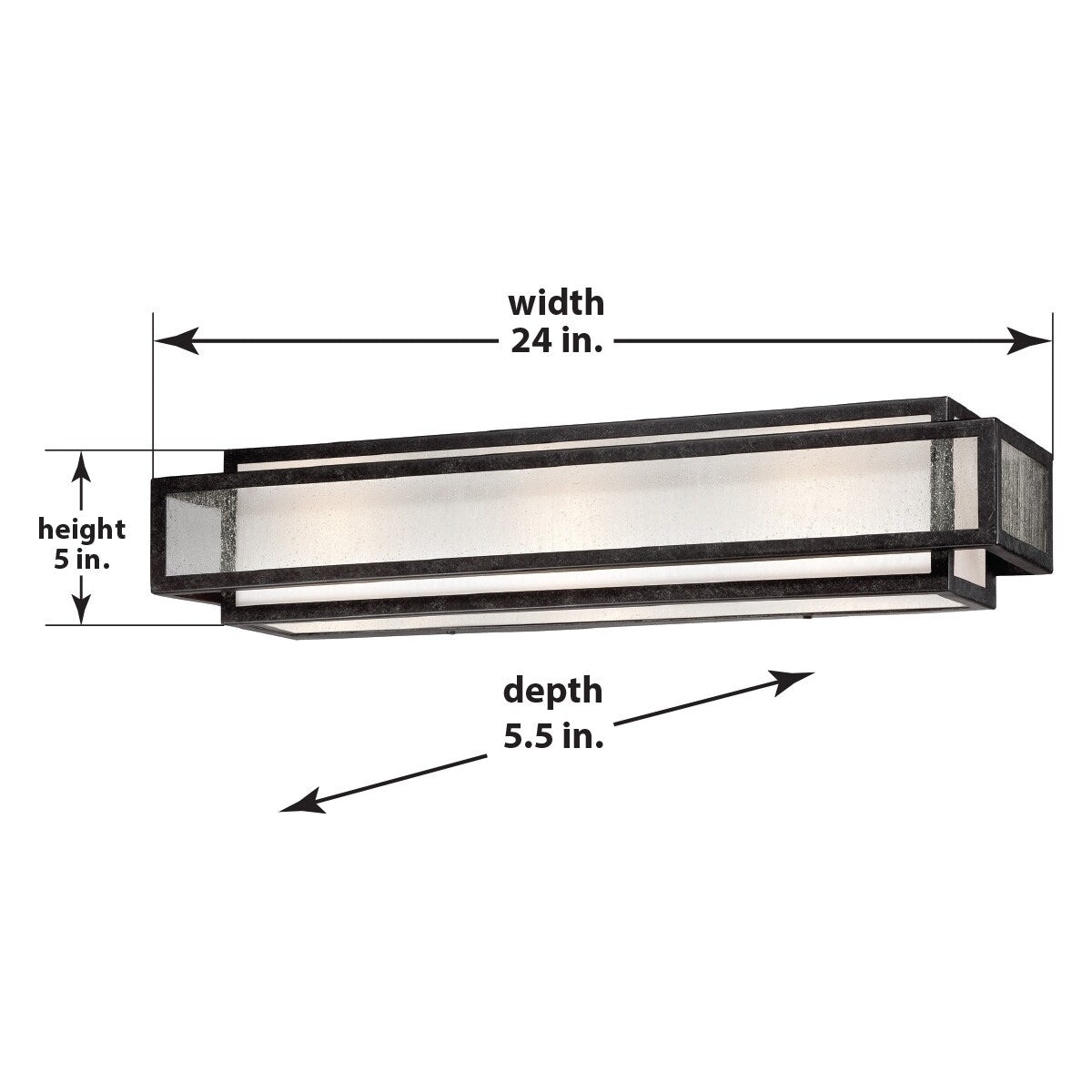 Barre de salle de bain carrée Lavery Camden, 3 lumières, en charbon de bois vieilli et verre grainé