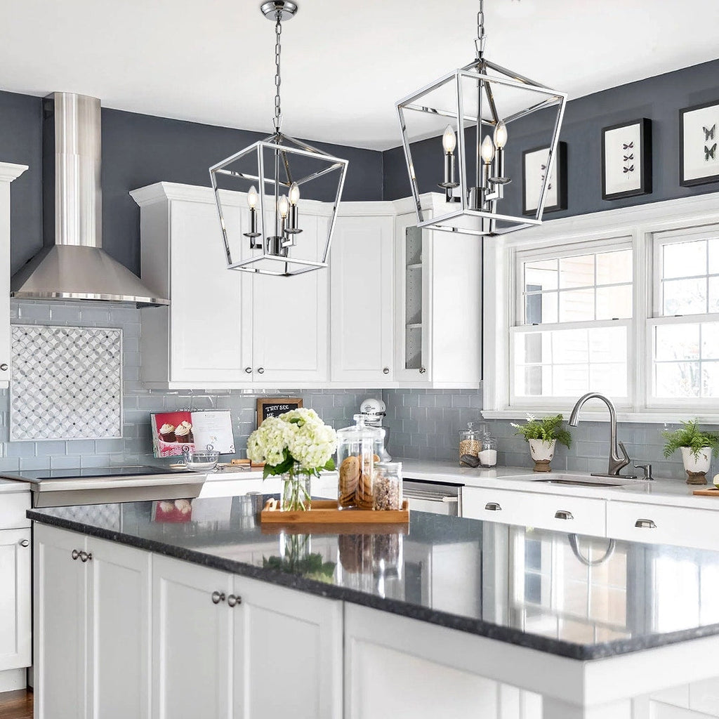 Lustre suspendu style lanterne à bougie pour escalier ou îlot de cuisine - N/A