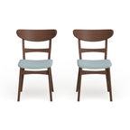 Chaise de salle à manger Abrielle en bois d'hévéa rembourrée de style milieu de siècle (lot de 2) par Christopher Knight Home