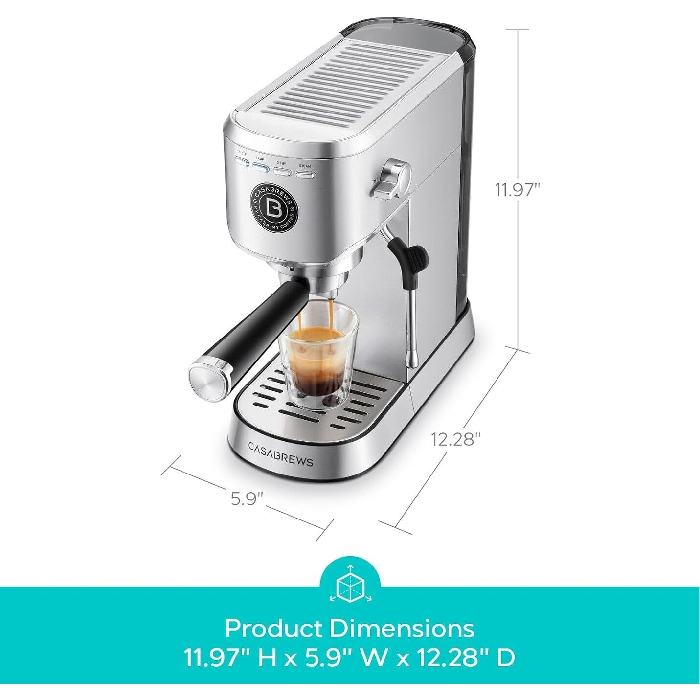 Machine à expresso professionnelle Casabrews 20 bars avec système de mousse de lait