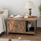 Enceinte de bac à litière pour chat, meuble de toilette en bois caché avec griffoir