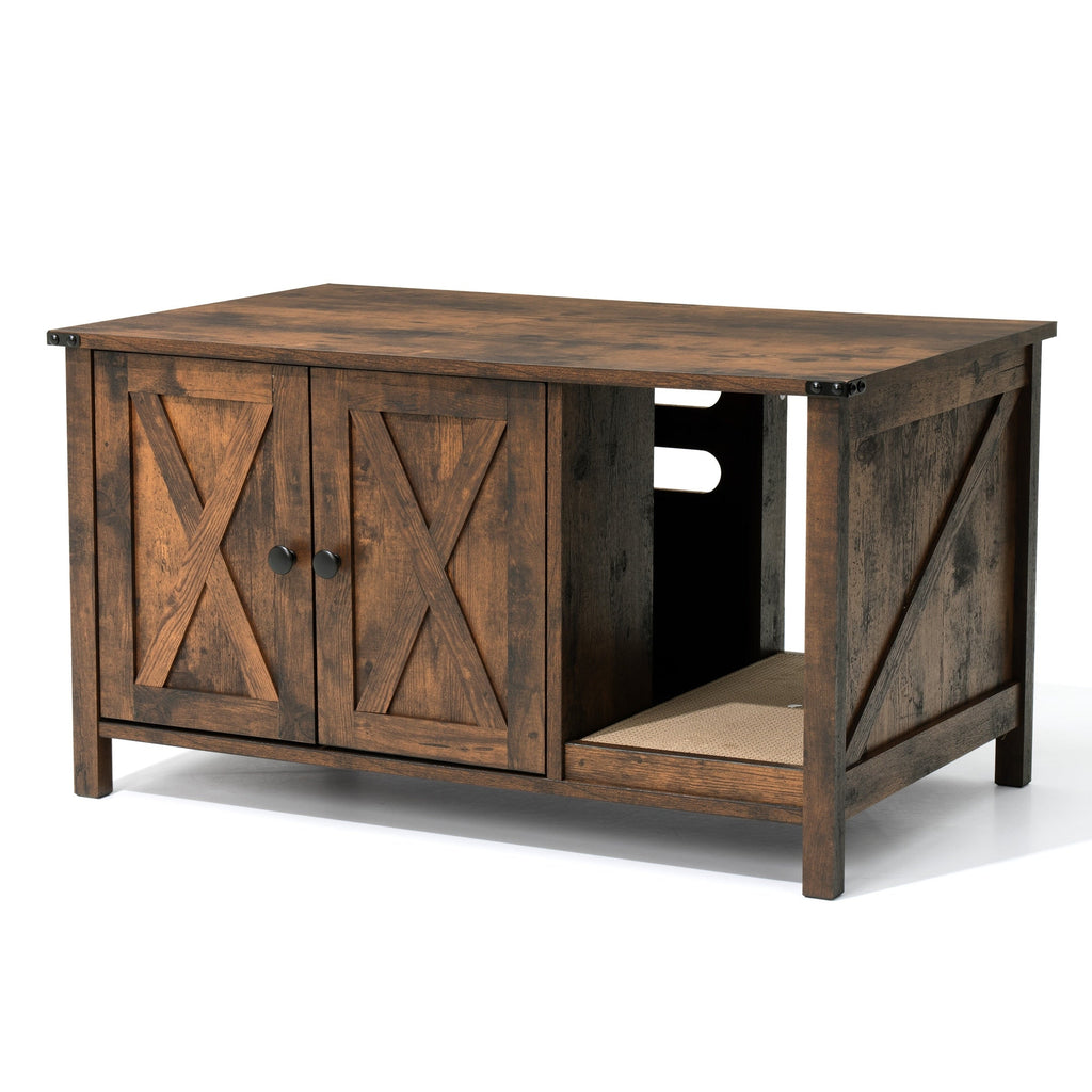 Enceinte de bac à litière pour chat, meuble de toilette en bois caché avec griffoir