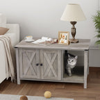 Enceinte de bac à litière pour chat, meuble de toilette en bois caché avec griffoir