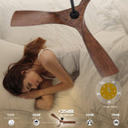 Ventilateur de plafond avec télécommande, éclairage LED tricolore à intensité variable, 52 pouces