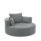Fauteuil d'appoint en chenille, fauteuil rond avec base pivotante à 360 degrés et 3 coussins amovibles