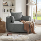 Fauteuil d'appoint en chenille, fauteuil rond avec base pivotante à 360 degrés et 3 coussins amovibles