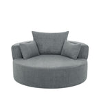 Fauteuil d'appoint en chenille, fauteuil rond avec base pivotante à 360 degrés et 3 coussins amovibles