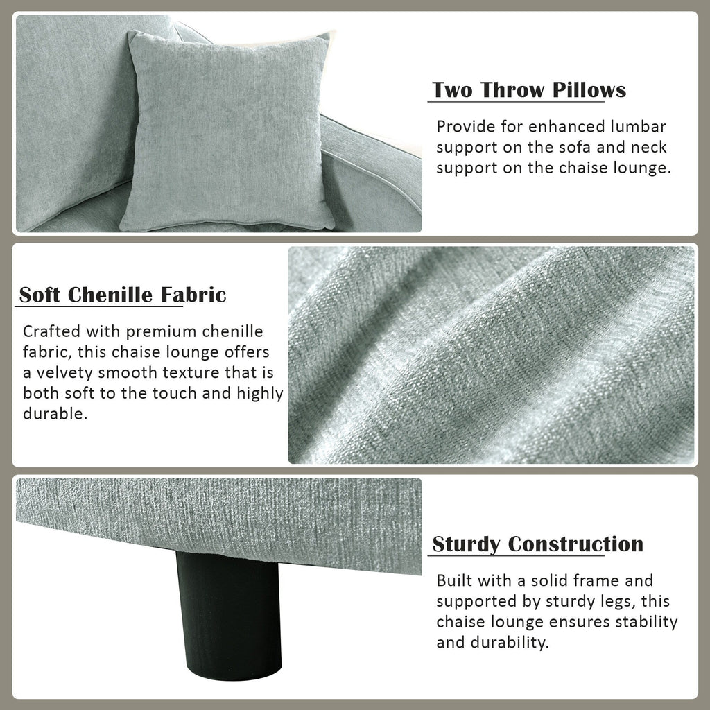 Canapé-lit en chenille, canapé-lit rembourré avec dossier capitonné et 2 coussins amovibles pour le salon