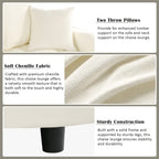 Canapé-lit en chenille, canapé-lit rembourré avec dossier capitonné et 2 coussins amovibles pour le salon