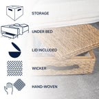 Happimess Bac de rangement sous le lit en jacinthe/bois avec roulettes et poignées