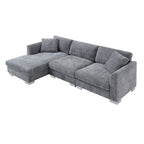 Canapé sectionnel Cloud, ensemble de canapés de luxe en forme de L avec 2 oreillers gratuits, mobilier d'intérieur 4 places en chenille avec méridienne surdimensionnée