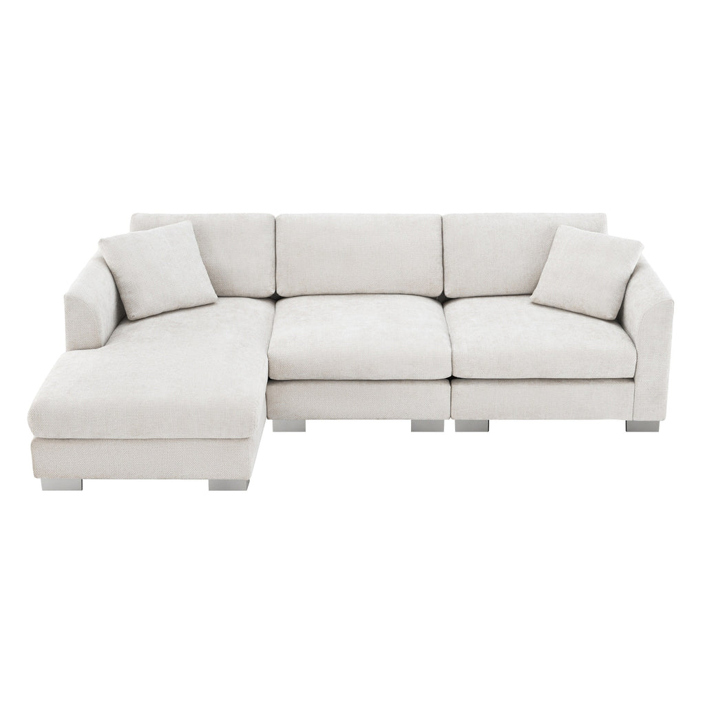 Canapé sectionnel Cloud, ensemble de canapés de luxe en forme de L avec 2 oreillers gratuits, mobilier d'intérieur 4 places en chenille avec méridienne surdimensionnée