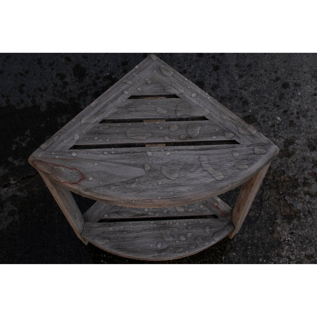 CoastalVogue, Étagère de douche d'angle en teck, Tabouret de douche pour se raser les jambes, Repose-pieds de douche, Tabouret de douche en teck, Tabouret de douche d'angle