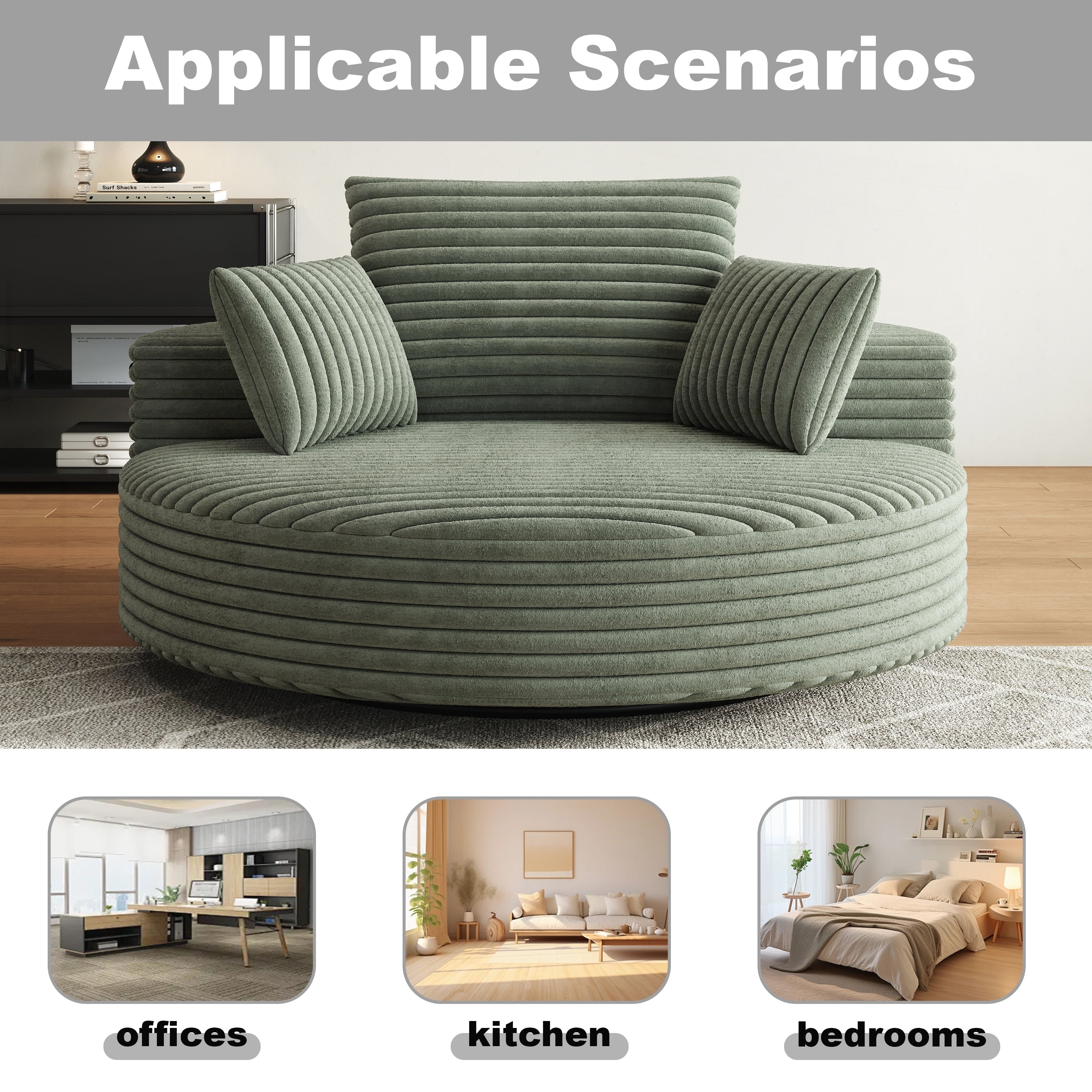 Chaise pivotante simple en velours côtelé et mousse chenille