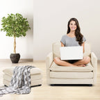 Canapé sectionnel en velours côtelé avec poufs amovibles et coussins ultra-doux pour salon et chambre