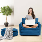 Canapé sectionnel en velours côtelé avec poufs amovibles et coussins ultra-doux pour salon et chambre