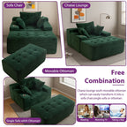 Canapé pouf rembourré en velours côtelé et mousse à mémoire de forme avec pouf - 48,4 L x 67,7 l x 24,4 H