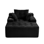 Canapé pouf rembourré en velours côtelé et mousse à mémoire de forme avec pouf - 48,4 L x 67,7 l x 24,4 H