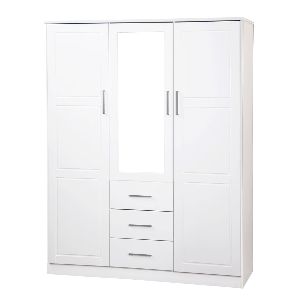 Armoire penderie 3 portes Cosmo 100 % bois massif de Palace Imports avec portes en bois massif ou en miroir