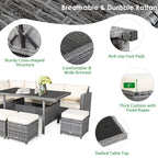 Ensemble de salle à manger en rotin Costway 7 pièces avec canapé sectionnel et pouf - Voir les détails