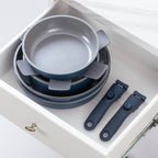 Batterie de cuisine Country Kitchen 16 pièces pour camping-car, en céramique avec poignée amovible, compatible avec le four