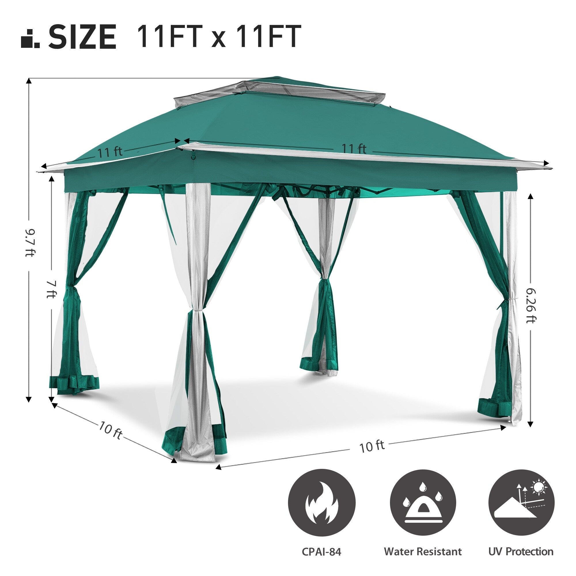Gazebo escamotable en acier Cozywor de 11 pi x 11 pi avec moustiquaire