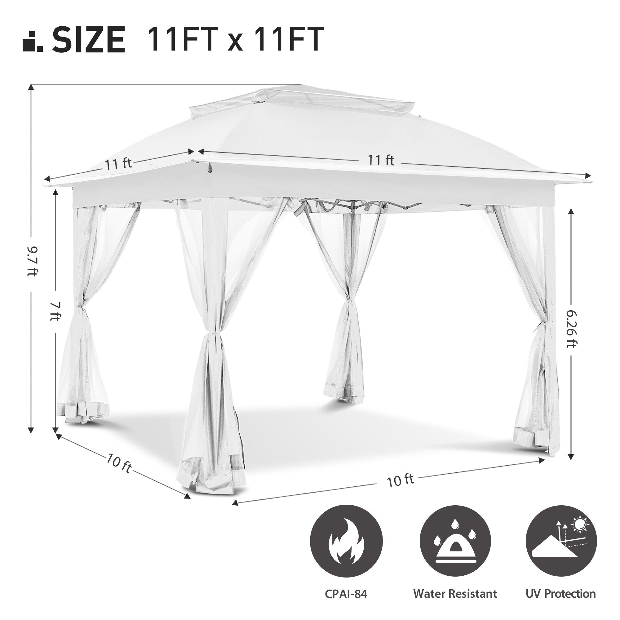 Gazebo escamotable en acier Cozywor de 11 pi x 11 pi avec moustiquaire