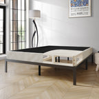 Sommier à ressorts en bois massif CraftPorch de 5 pouces avec lattes en bois et revêtement en lin gris chaud