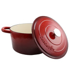 Cocotte ronde en fonte à double poignée Craftsman de 7 litres, couleur rouge poivre