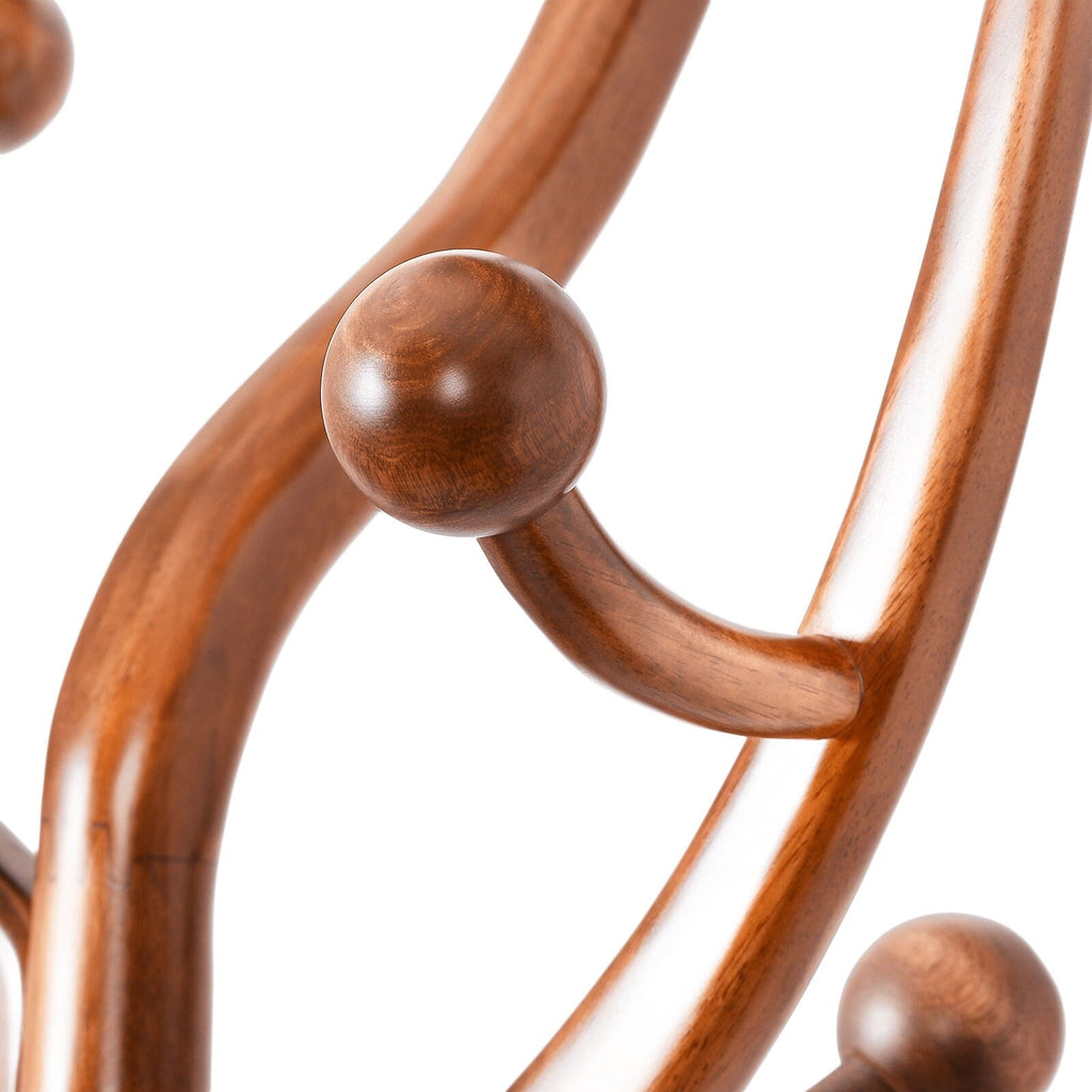 Porte-manteau autoportant en bois d'hévéa avec 8 crochets - 24,5 L x 70,87 H