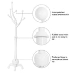 Porte-manteau autoportant en bois d'hévéa avec 8 crochets - 24,5 L x 70,87 H