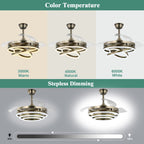 Ventilateur de plafond rétractable Cusp Barn 42 avec lumières et télécommande DIY Forme Fandelier Moderne Silencieux Moteur CC Plafonnier LED